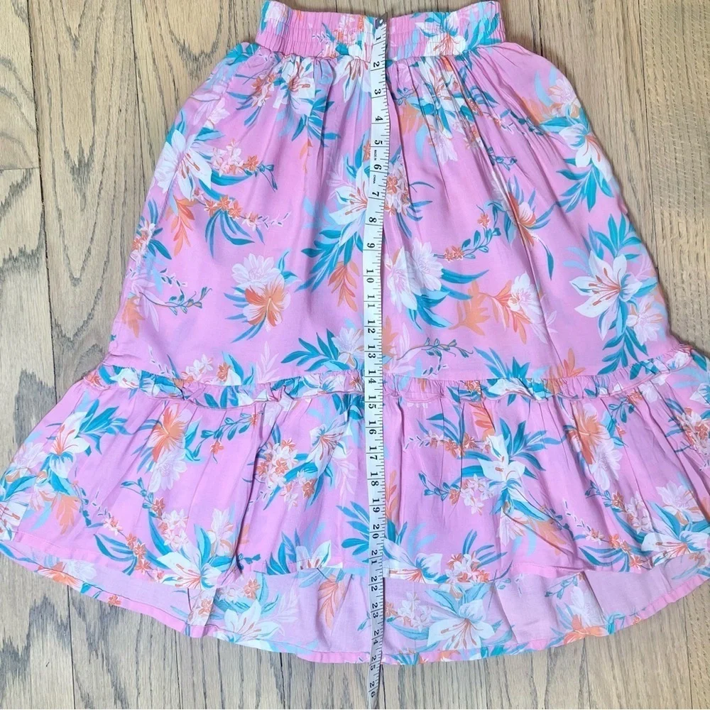 Osh Kosh B’Gosh Girls’ Pink Floral Pull On Midi Skirt Size 7